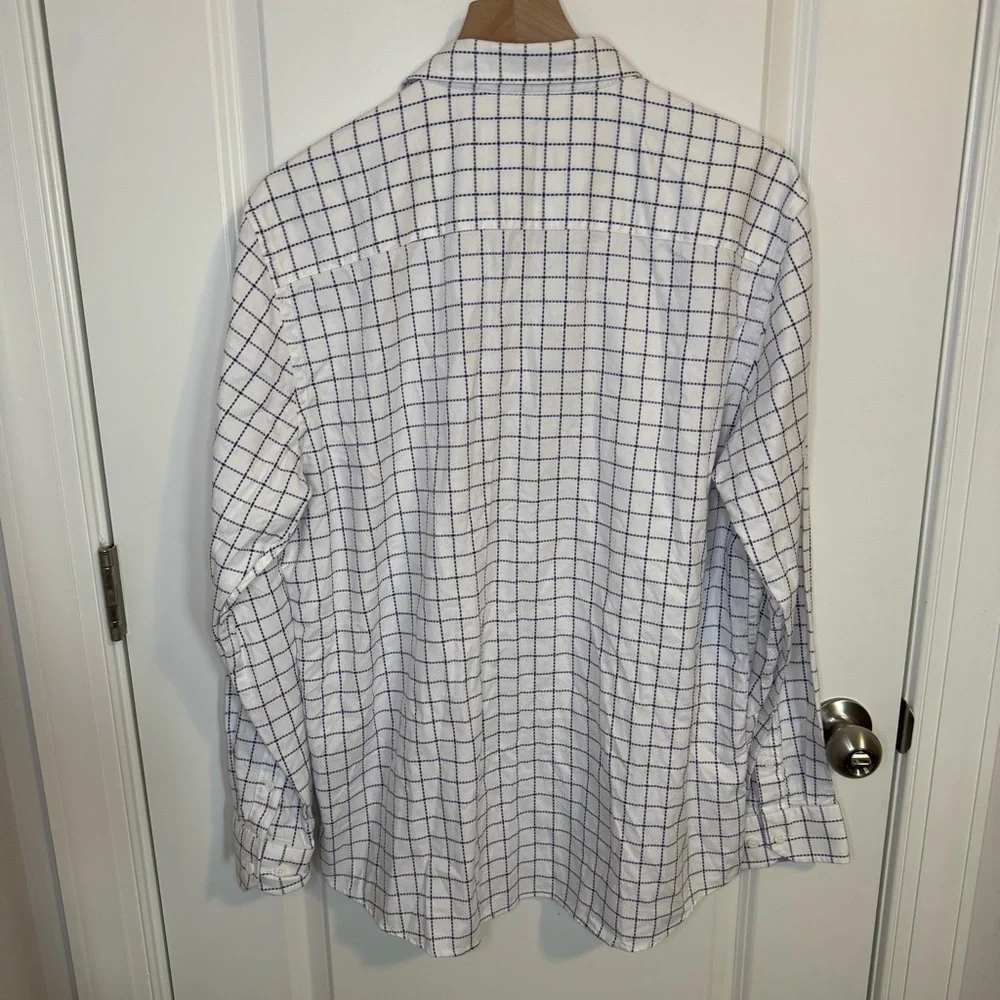 Johnston & Murphy Mens Large‎ White Purple Blue Button Up Long Sleeve Shirt